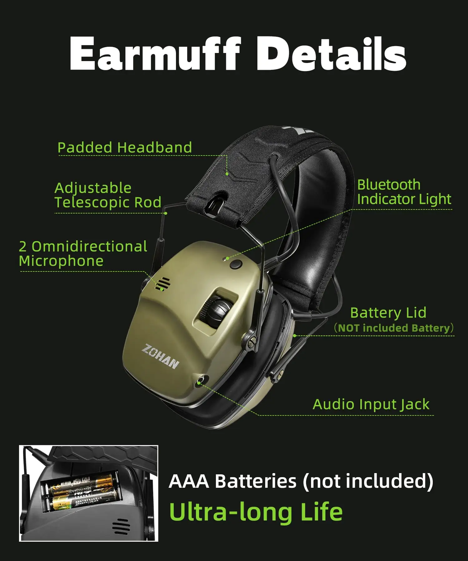 ZOHAN Bluetooth Hearing Protection Headphones Electronic Shooting Earmuffs Noise Reduction Ear Muff hunting Tactical Ear cover BEST SELLERS ZOHAN Bluetooth Hearing Protection Headphones Electronic Shooting Earmuffs Noise Reduction Ear Muff hunting Tactical Ear cover BEST SELLERS