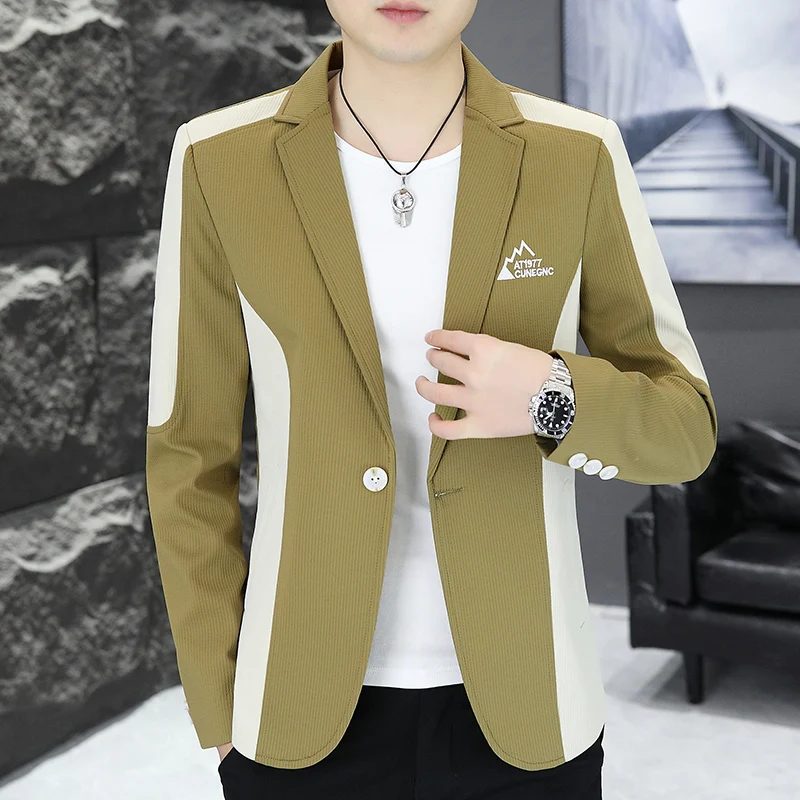High Quality 2024 New Men's Korean Version of Fashion Handsome Business Casual Slim-fit Banquet Boutique Suit Jacket  M-4XL 3