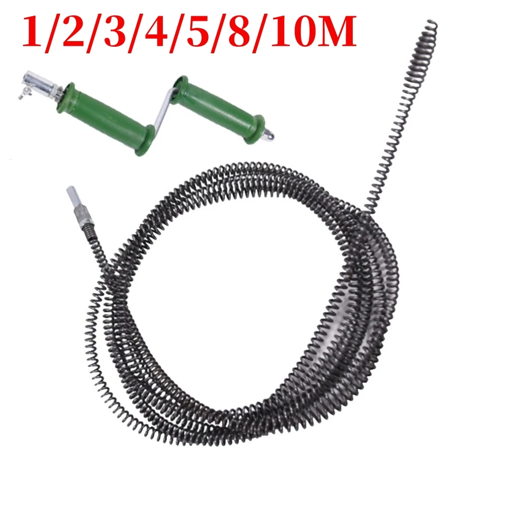 

1/2/3/4/5/8/10 Meter Pipe Unclogger 10mm Dia Sewer Sink Basin Pipeline Clogged Remover Olive Shaped Head Anti-Rust Cleaning Tool