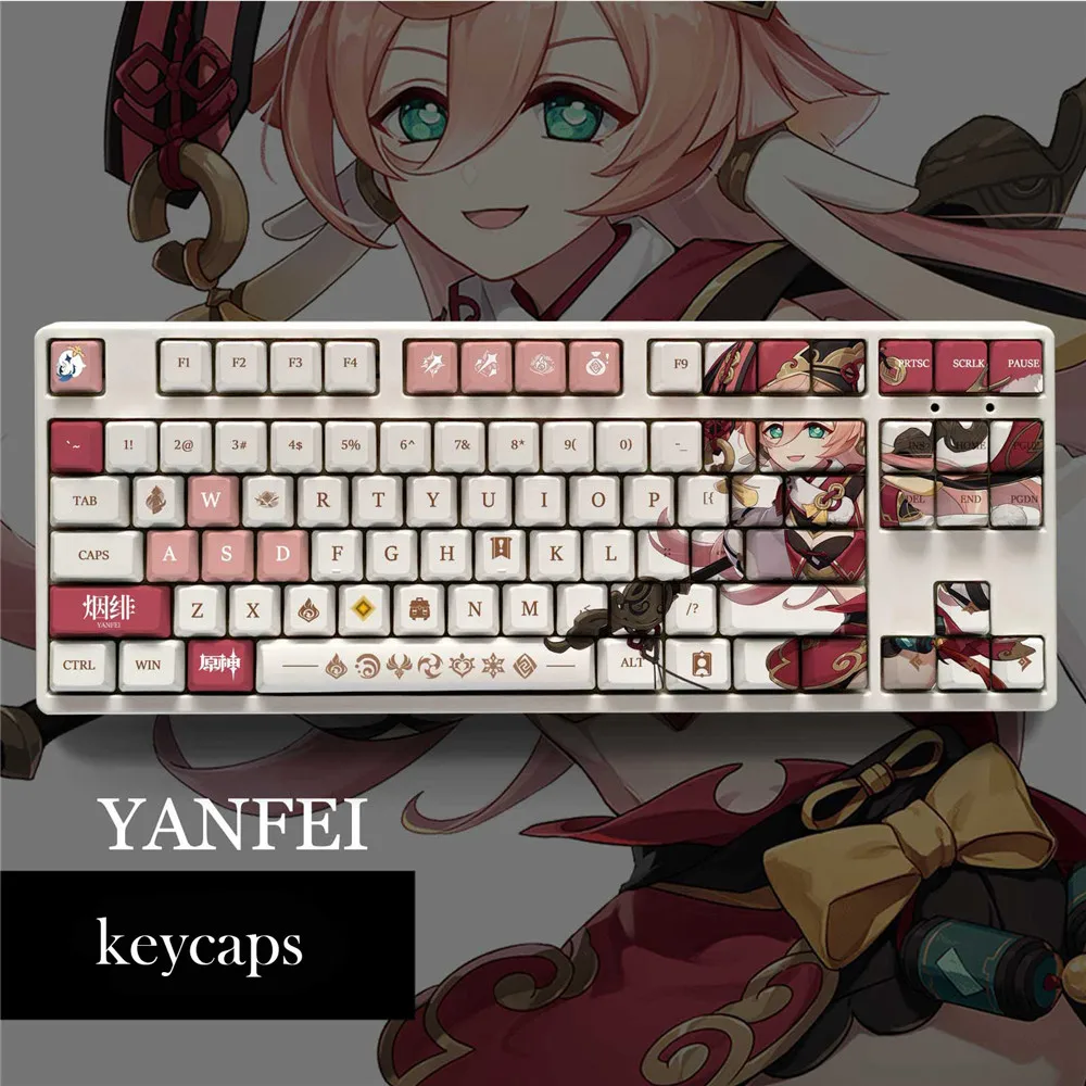 chaves genshin impacto tema keycaps pbt anime keycap teclado mecânico para cereja mx jogo teclado decoração presente