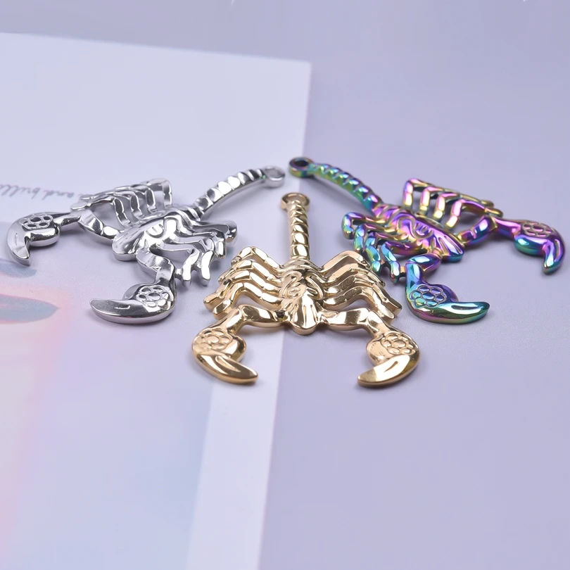 

Stainless Steel Rainbow Punk Scorpion Dangle Necklace Pendant Charm for Jewelry Making Craft Findings Supplies DIY Materials