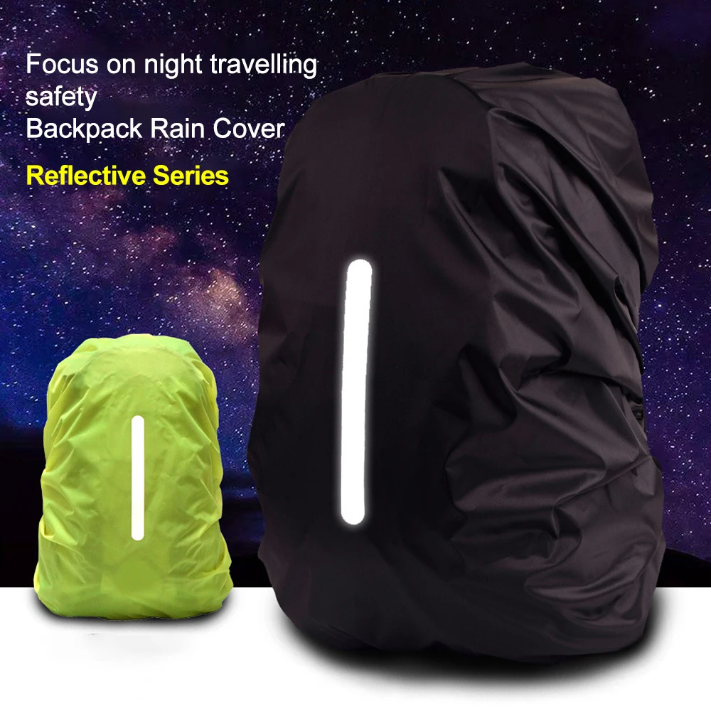 Reflective Waterproof Backpack Rain Cover Outdoor Sport Night Cycling Safety Light Rain Cover Case Bag Camping Hiking 10-70L 2