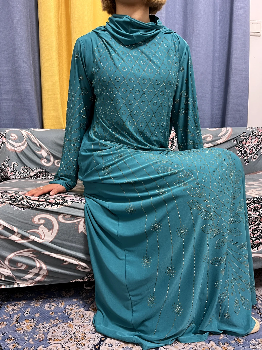 Muslim Abayas For Women 2023 Pure Diamond Spandex Ramadan Jilbab Dubai Islam With Double Turban Kaftan African Payer Dresses