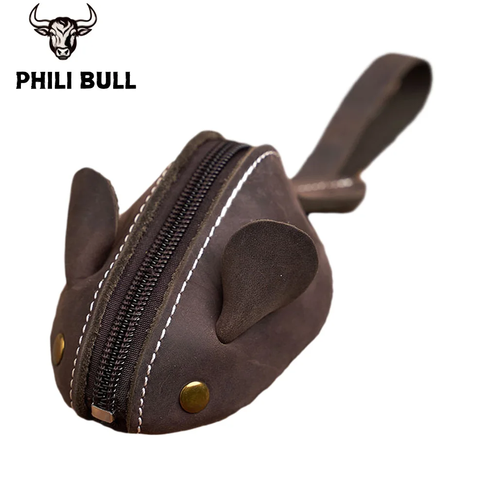 Genuine Leather Coin Purse key case key purse Creative Cute Mouse Storage Bag Trend Zipper Pocket MenWomen Portable Wallets Children's Key Bags