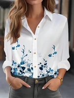 Chemisier ample élégant femme mode tempérament à manches longues femme chemise imprimé décontracté femme chemise haut de vacances 5