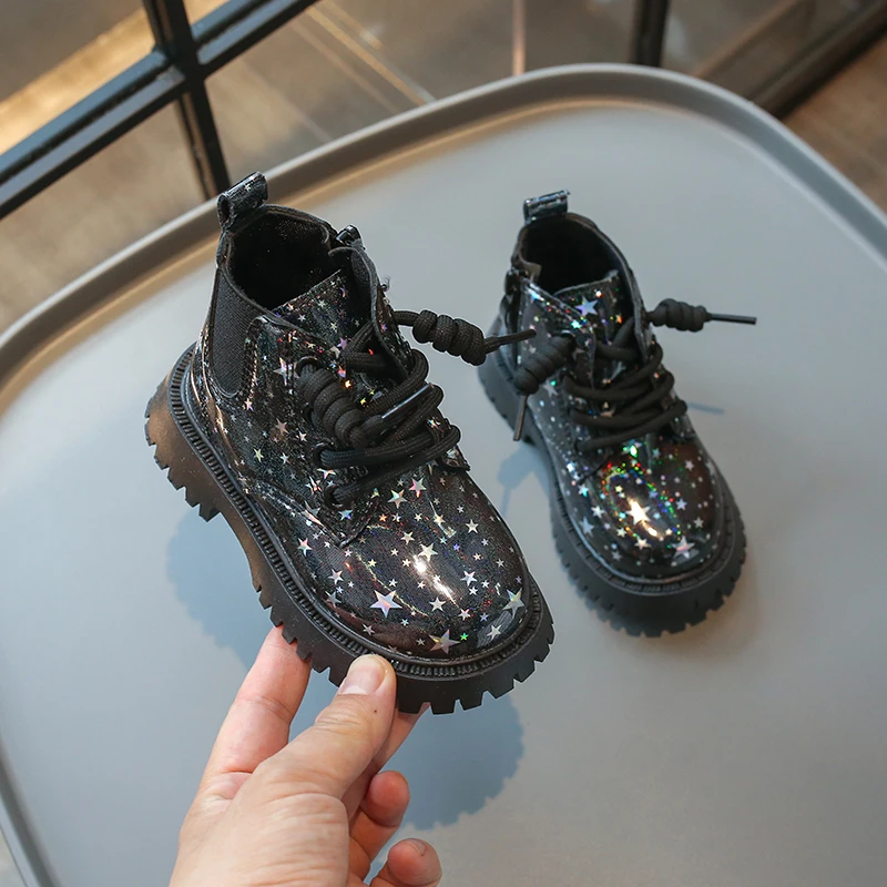 Baby Boots Children's Fashion Black Low Lightweight Boys Girls Toddler Shoes 0-8 Years Old Soft Bottom Non-slip