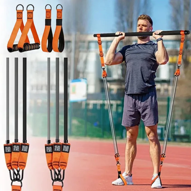 Yoga Pilates Stick Resistance Bands Set Portable Pilates Bar Full-Body Workout Kit Home Gym Strength Training Exercise Equipment 2