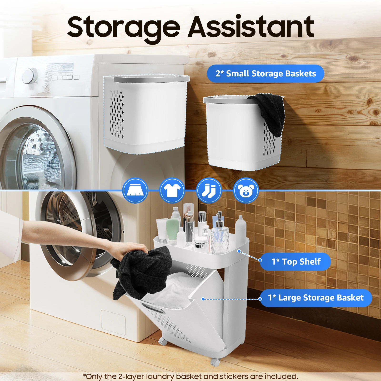 2 Tier Laundry Hamper Basket