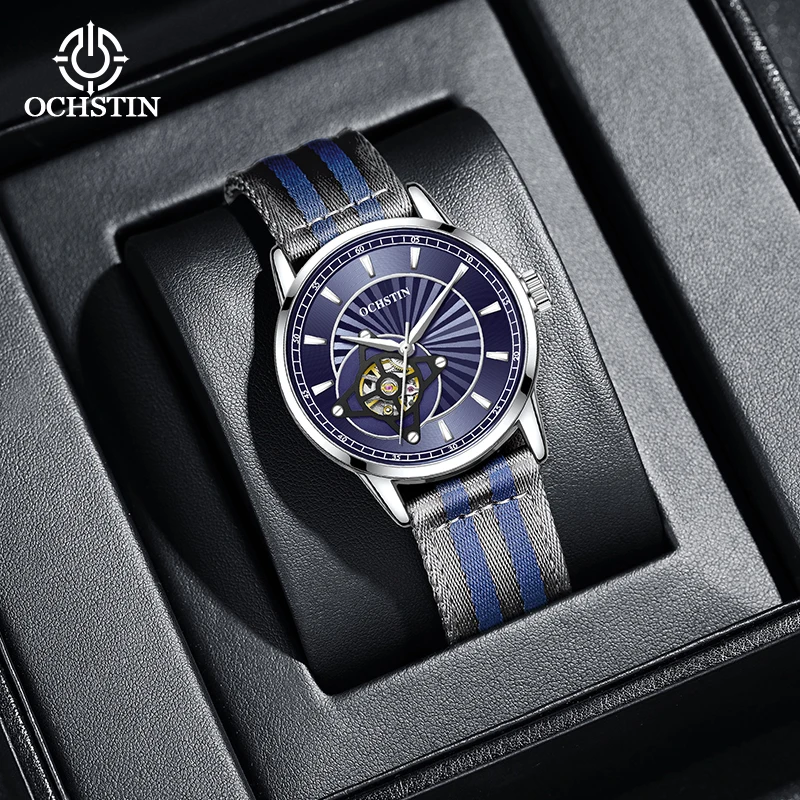 chstin new 2024 creative creative nylon series trend personalized watches skeleton mechanical movement men's mechanical watches