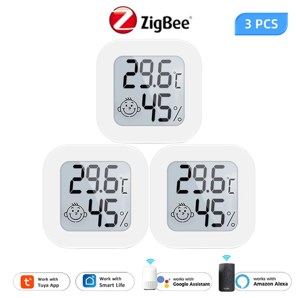 

Датчик температуры и влажности Tuya ZigBee, умный дом со светодиодным экраном, работает с ассистентом Google и alexa