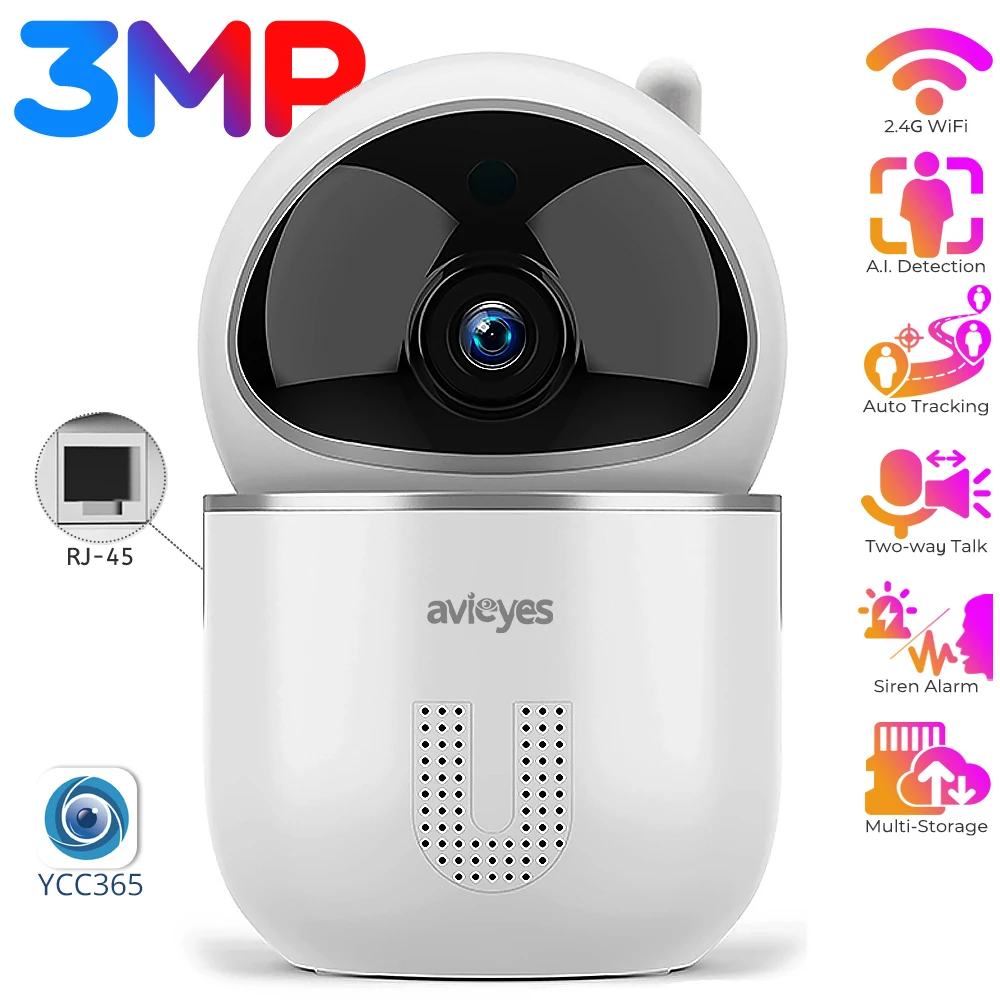 

3MP Indoor WiFi IP Camera Pan-Tilt Home Security Cameras for Pet/Baby Monitor 2-way Talk Motion Detect Auto Tracking CCTV Camera