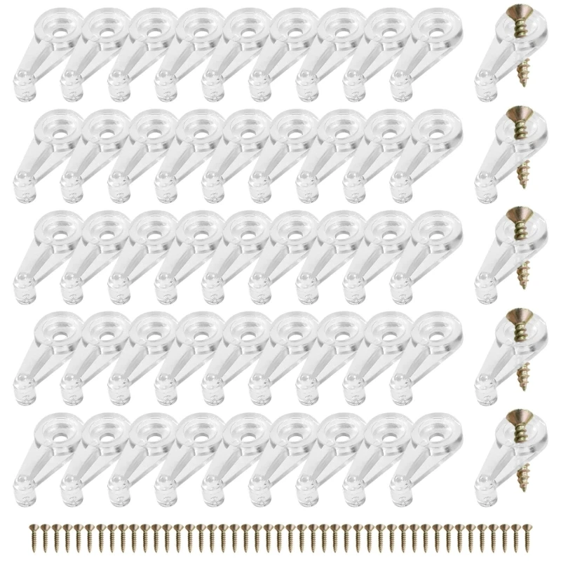 

Convenient 50pcs Glass Clips with Screws Glass Door Retainer Clips Kits Durable Perfect for Fixing Cabinet Glass Doors