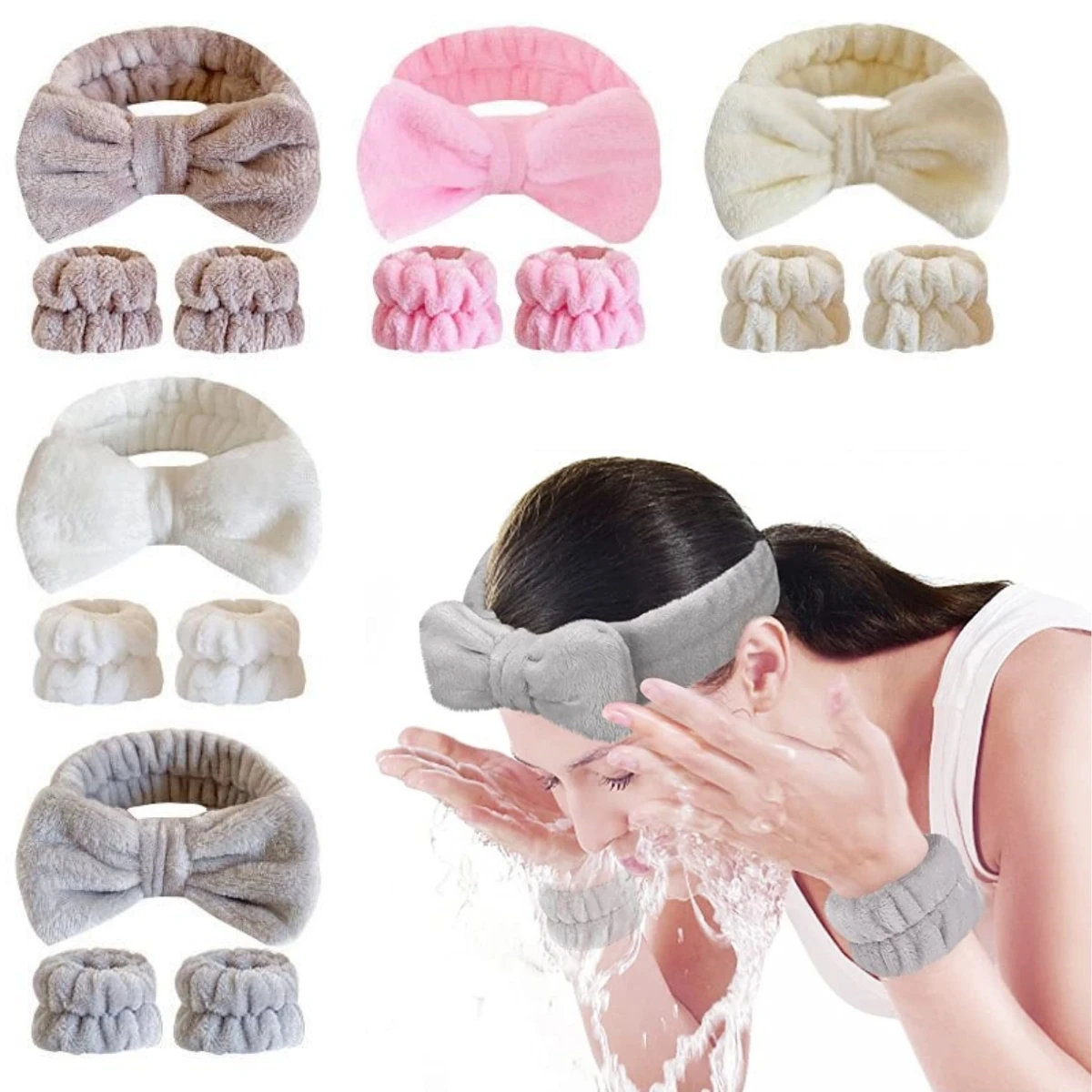 3Pcs Wrist Spa Washband Microfiber Make Up Towel Band Wristband