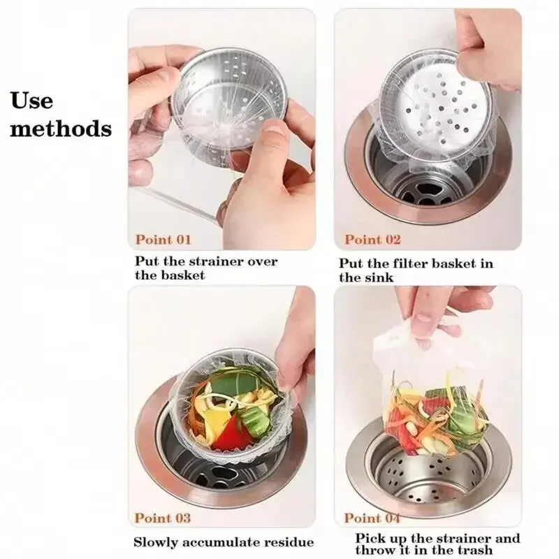 Kitchen Sink Filter 100/500pcs Disposable Sink Filter Mesh Bags Kitchen Sink Strainer Drain Hole Anti-blocking Garbage Bag Cleaning Strainers Net