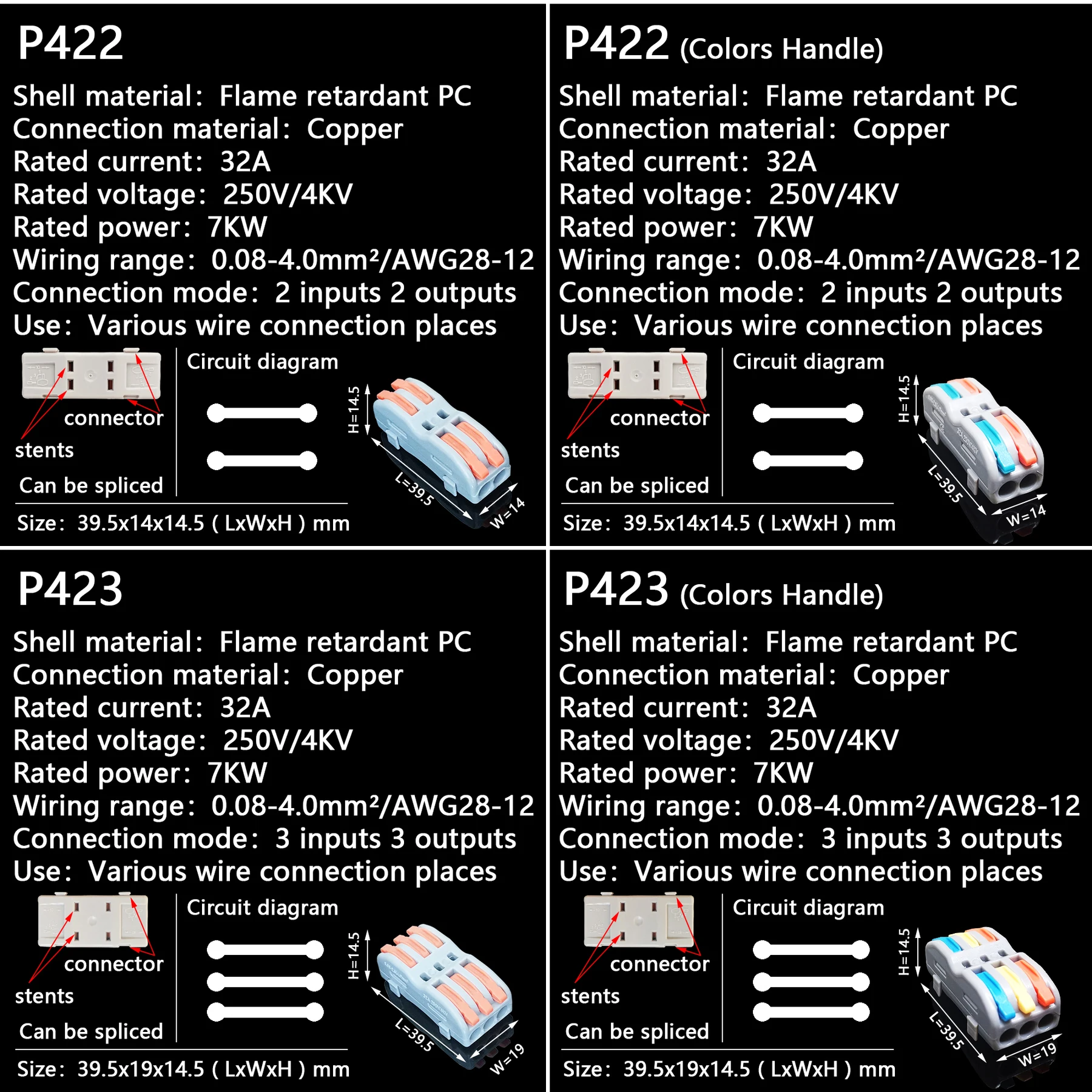Mini Fast Wire Cable Connectors Universal Compact Conductor Spring Splicing Wiring Connector Push-in Terminal Block P421 F12