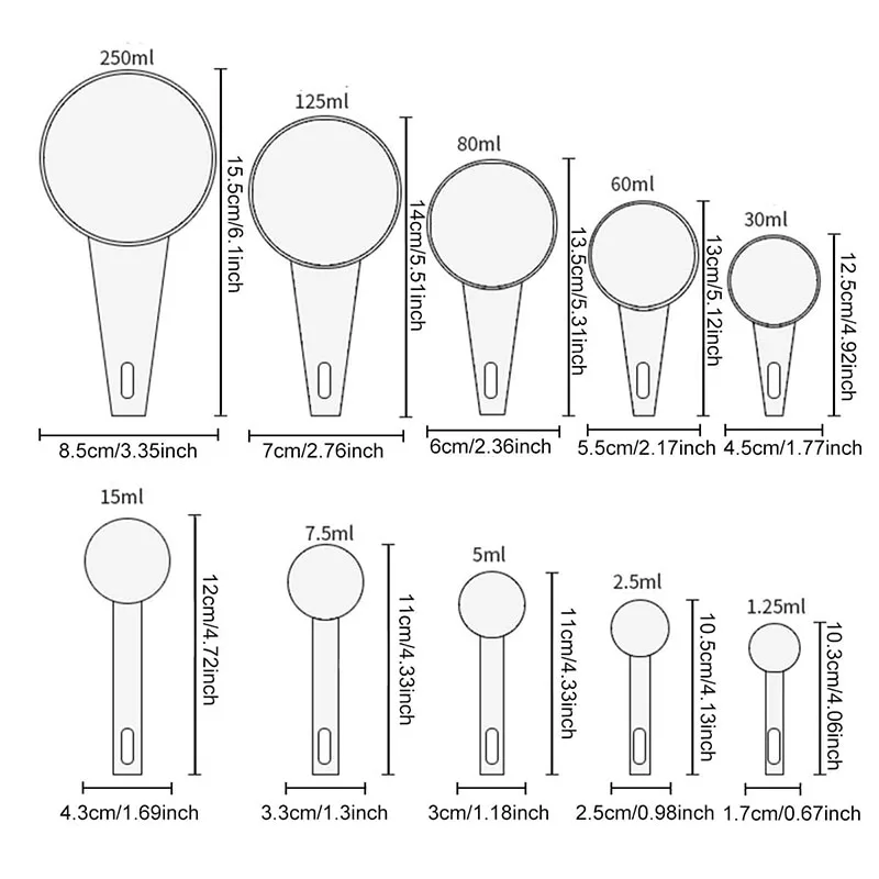 10PCS Black Set Plastic Measuring Spoon Measuring Cup Baking Weighing Tool Milk Powder Spoon Graduated DIY Household TMZ plastic measuring cup kitchen measuring spoons measuring spoon set measuring cup and spoon set