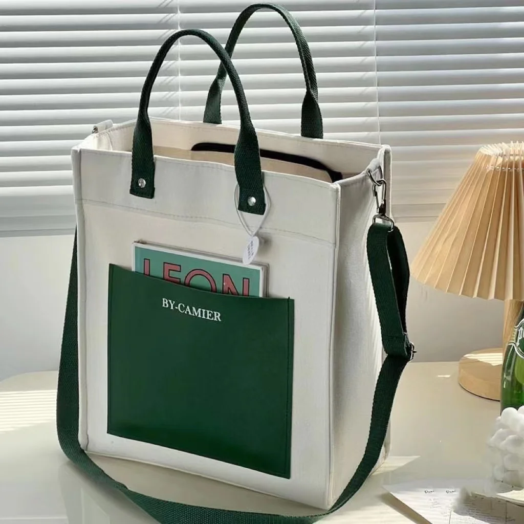 Women Canvas Tote Bag Shoulder Handbag Crossbody With Zipper
