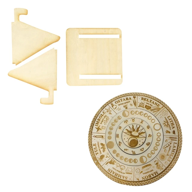 11.81'' Wheel Of The Year Wiccan Calendar Engraved Board Wooden Witch Altar  Wall Art Pagan Home Decor Witchcraft Present - Desk Calendar - AliExpress