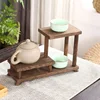 Compact Solid Wood Tea Set Organizer Mini Blog Rack Chinese Tabletop Display Spice Holder Kitchen Shelf 5