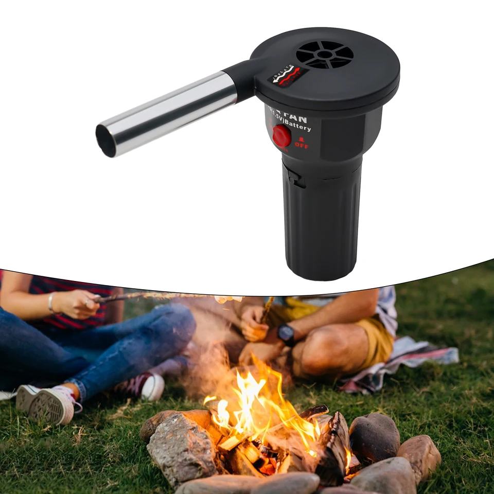 Pilipane Ventilateur De Barbecue électrique Portable - Souffleur D'air Sans Fil à Piles AA Pour Allumage Rapide Du Charbon, Idéal Camping Et Pique-nique