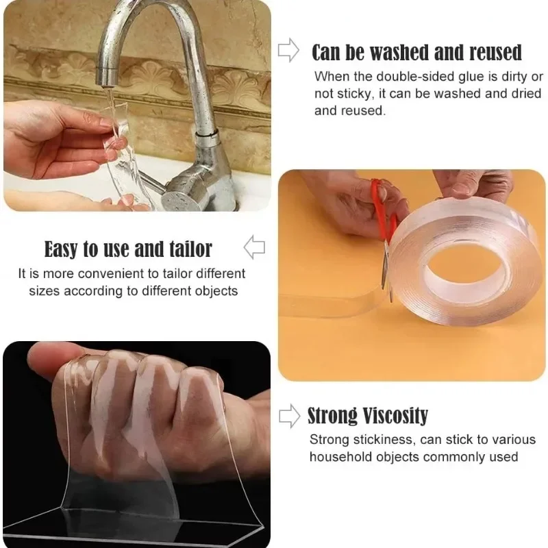 Versatile Waterproof Reusable Double-Sided Tape