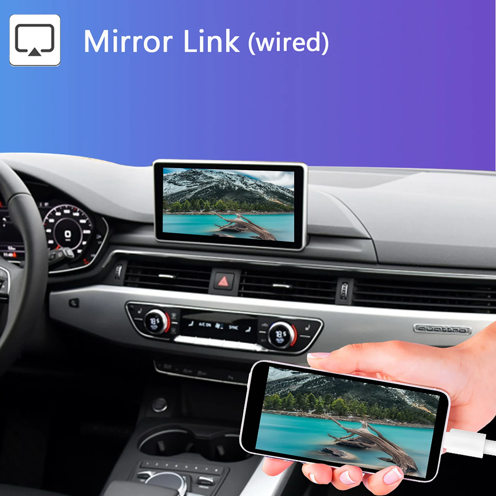 Wireless Android Auto Carplay Interface For Audi A1 A3 A4 A5 S5 A6 A7 Q2 Q3 Q5 Q7 MIB2 MIB with Mirror Link Car Play Functions