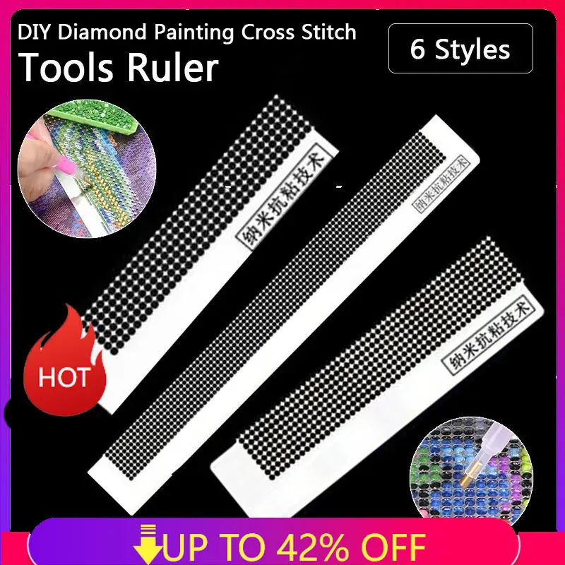 DIY Diamond Painting Steel Ruler Drawing Cross Stitch Tool Mesh Ruler Nano Drill Rhinestone Embroidery Point Drill Accessories