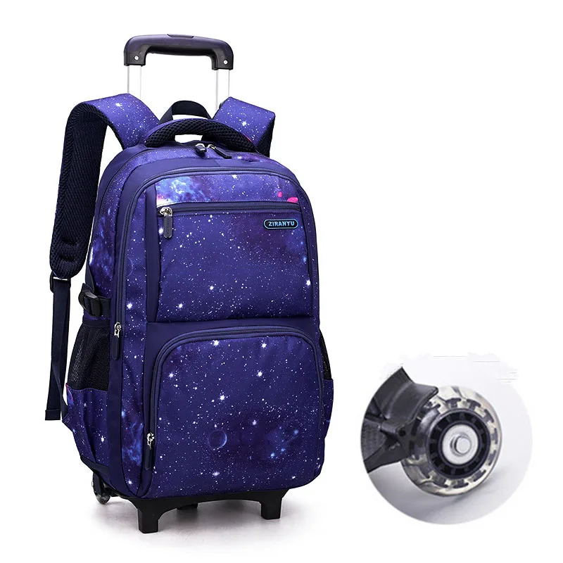 With 2/6 Wheels Kid Boys Girls Trolley Schoolbag Teens School Backpack Removable Children School Bags Luggage Wheeled Book Bag
