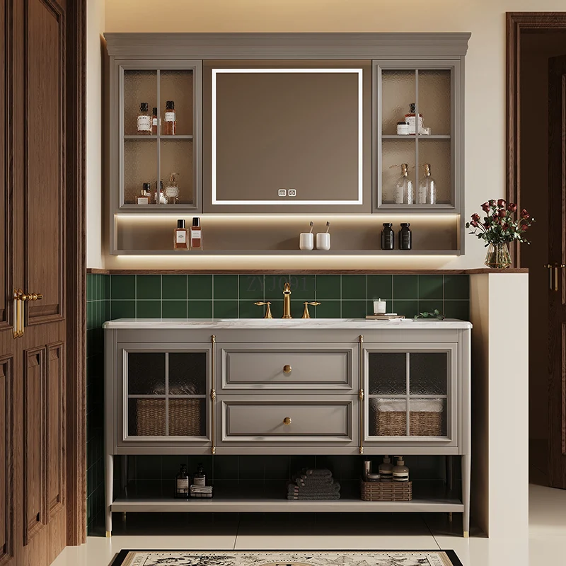 *Oak floor-to-ceiling American bathroom cabinet combination bathroom washstand French retro