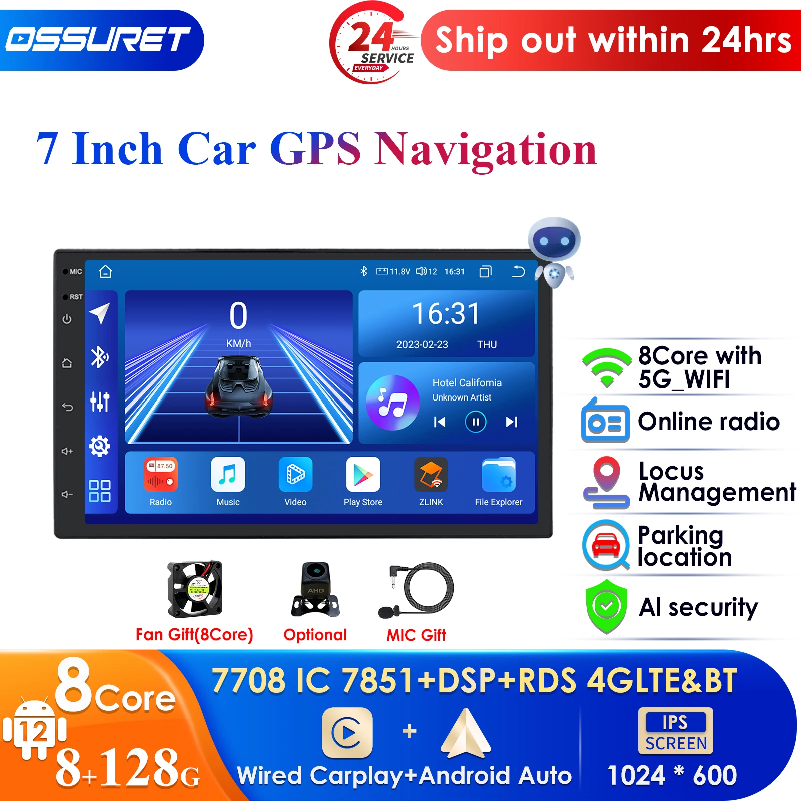 Autoradio 2 Din 7 ''Lettore Multimediale Android Gps Wifi Lettore Bluetooth Per Autoradio Universale Navigazione Video Stereo Swc Wifi