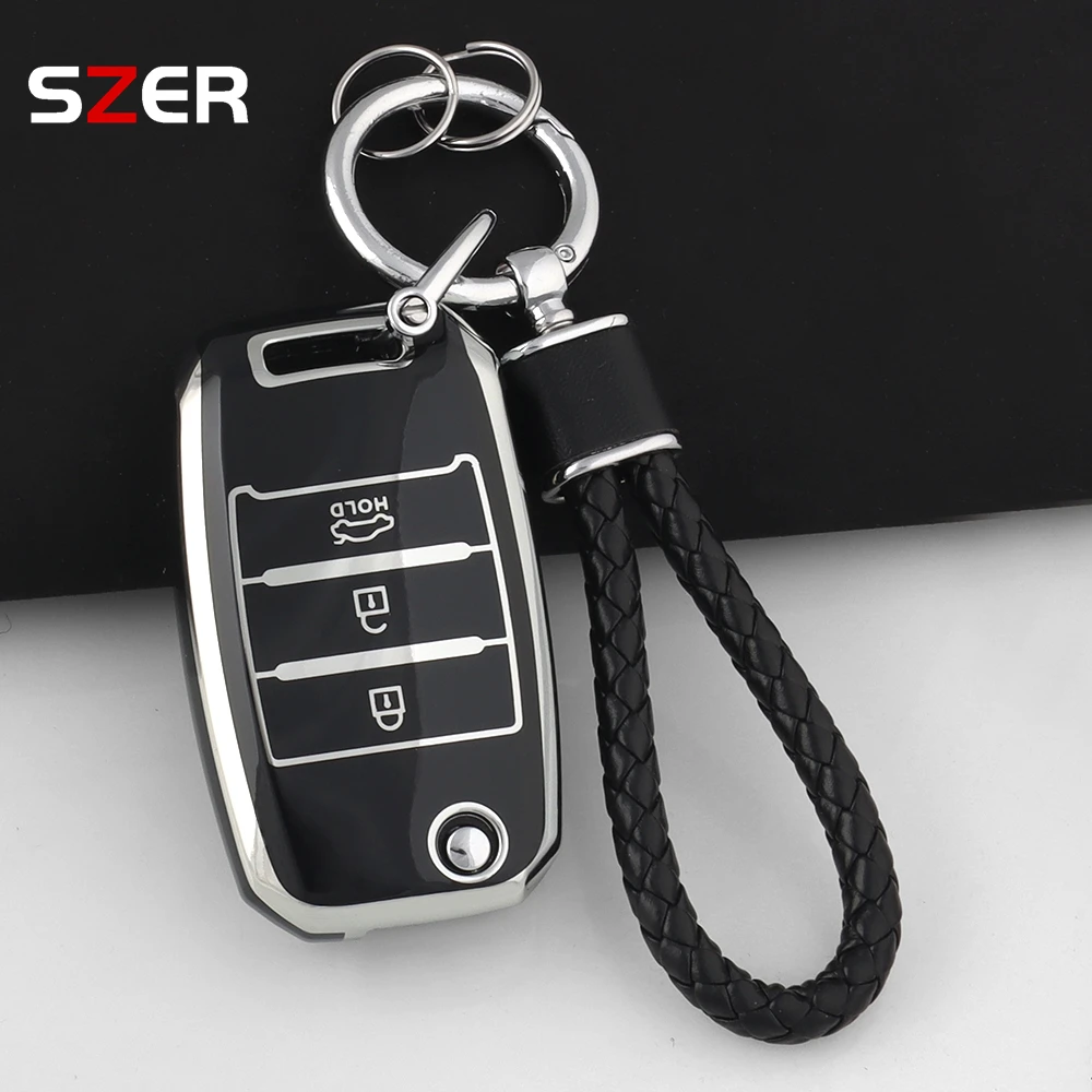 Enhanced TPU Car Flip Key Case Cover - 3/4 Button Protection