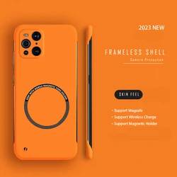 Sleek Magnetic Frameless Phone Case with MagSafe Compatibility - Matte Thin Hard PC Cover for RENO 5 5G (Orange)