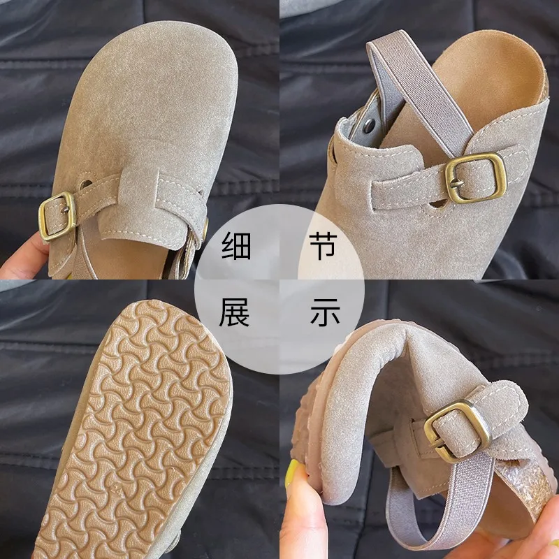 2024 New Girl Boy One Step Flat Bottom Baotou Half Slippers Children Summer Outwear Round Head Half Slippers Lazy Shoes 5
