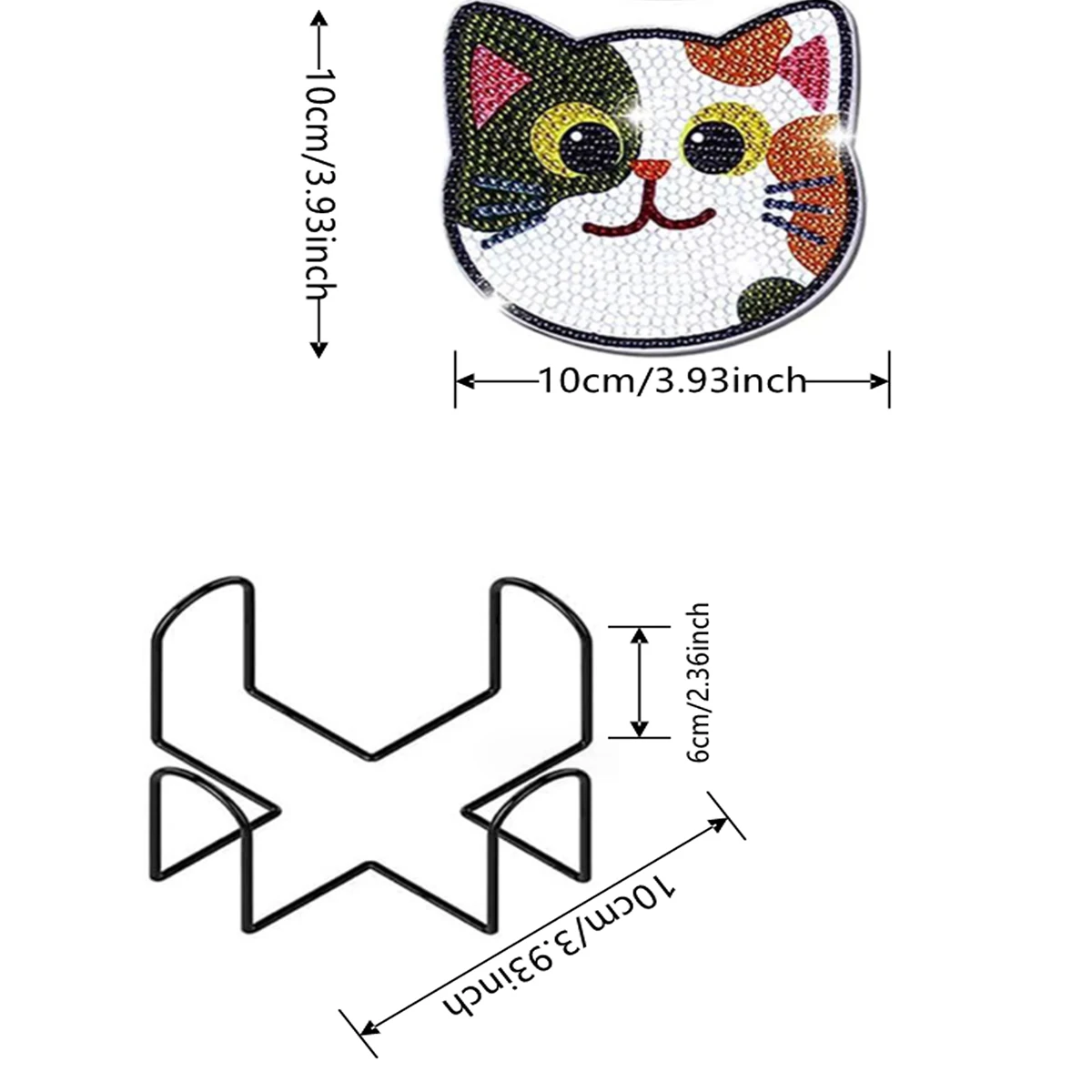 Cartoon Cat Diamond Painting Coaster Set - DIY Round Coasters (10-Pack)