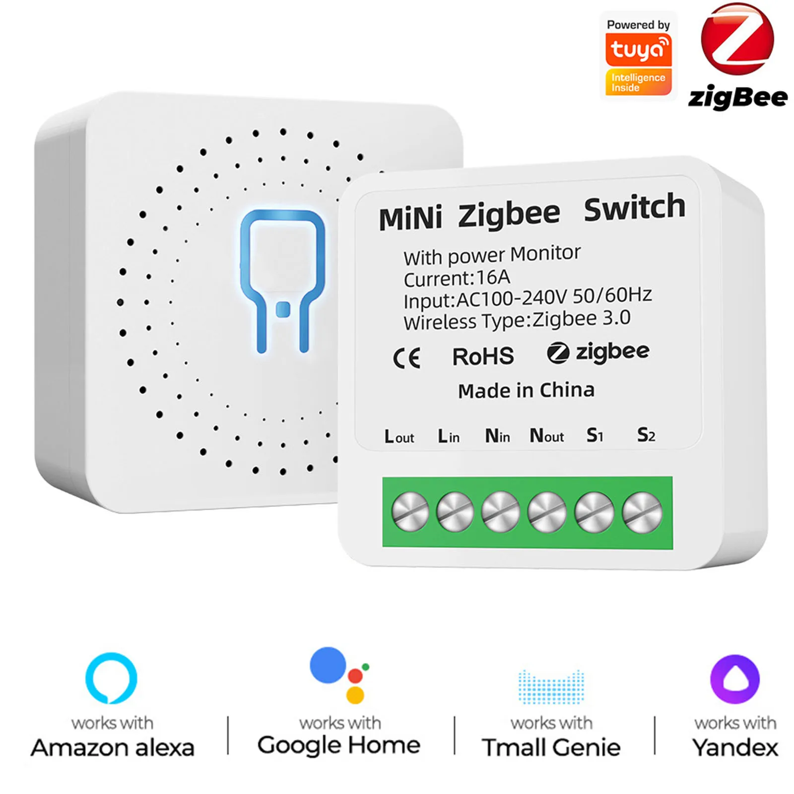 

Smart Home For Tuya For Zigbee Switch With Power Statistics Function Power Consumption Monitor 16A 100-240V Voice Control