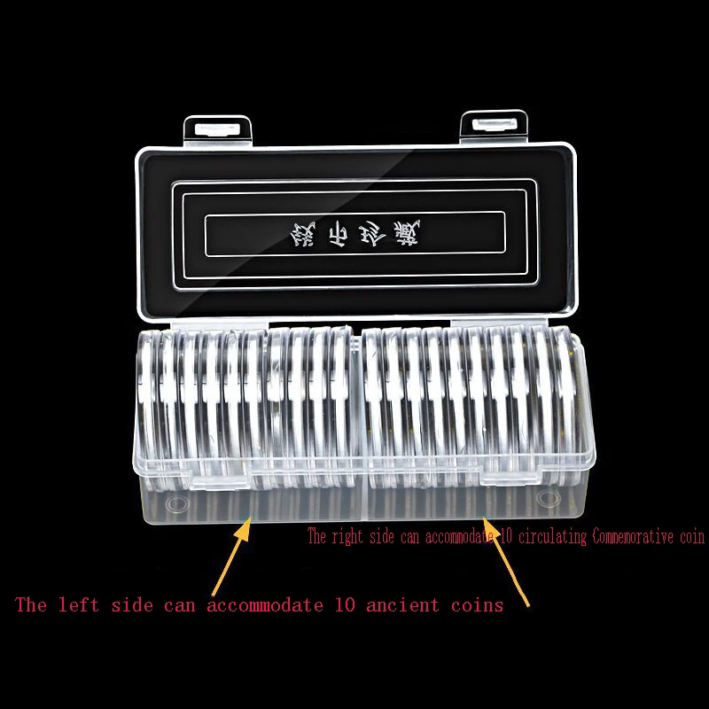 

20 Coin Holder Capsules Square Box Plastic Collectibles Storage Organizer Transparent Commemorative Collectable Coin