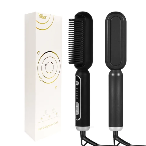 in 1 Multifunctional Hair Straightener Brush Anti-Scald Fast Heating Straightens Curls Hair Smoothing Comb Hair Care Tool