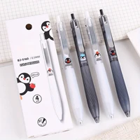 4pcs Black Ink Gel Pen，Penguin Pattern Design with Metal Clip, Smooth Writing, Durable and Comfortable for Office and Study Use 1