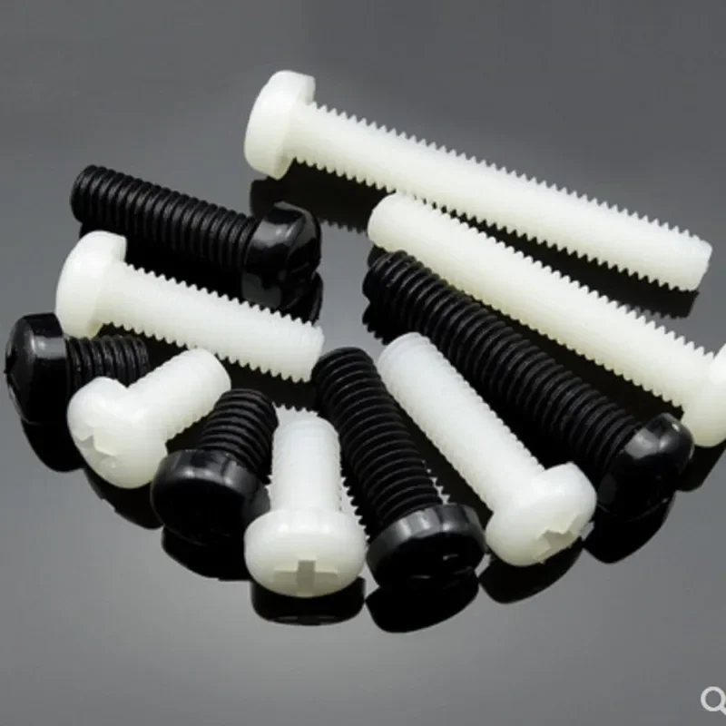 

20/50/100pcsM2 m2.5 m3 m4 m5 m6 m8 white/black Nylon Plastic insulation Phillips Cross Recessed round pan Head Screw