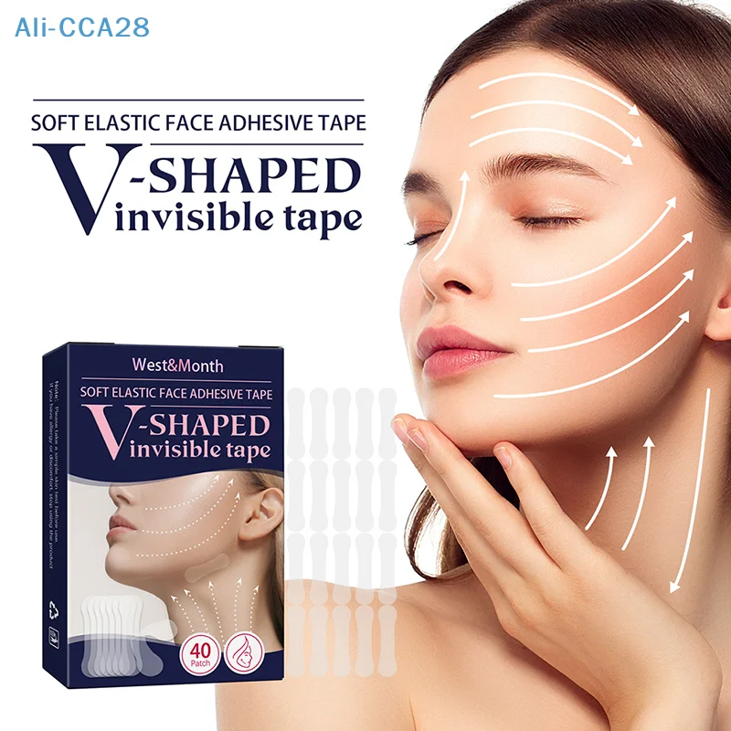 

40pcs Invisible Breathable Thin Face Stickers Waterproof V-Shaped Facial Line Wrinkle Sagging Tighten Chin Lifting Adhesive Tape