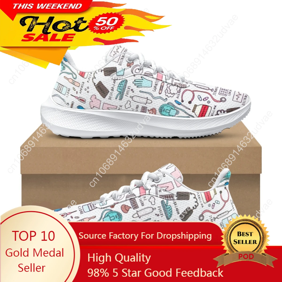Медицинские Мультяшные женские дорожные кроссовки унисекс сетчатые дышащие женские кроссовки