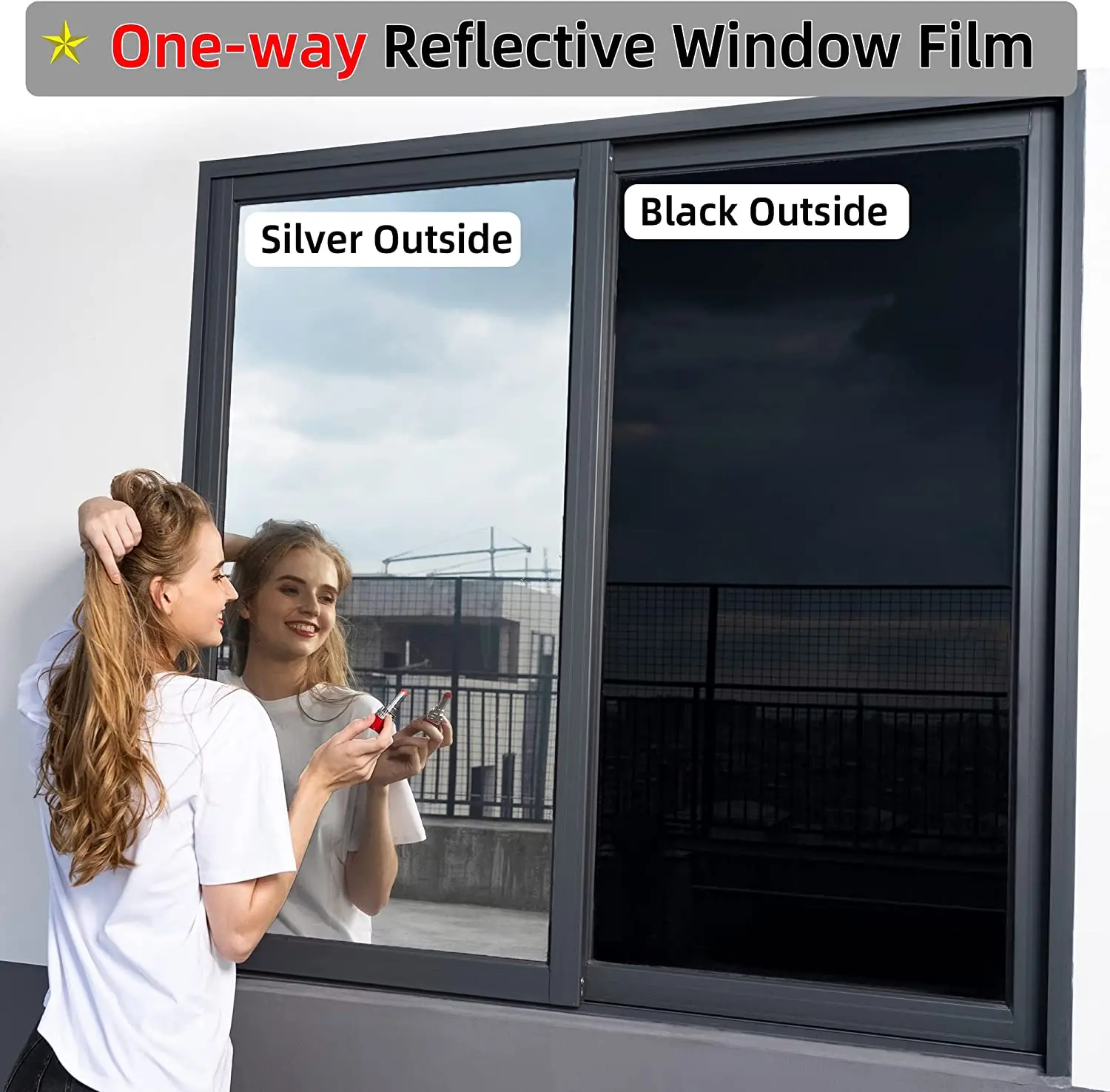 One-Way Window Privacy Film PET Heat Control 99% UV Blocking Window Tint Sun Protection Film for Home Office window film window privacy film