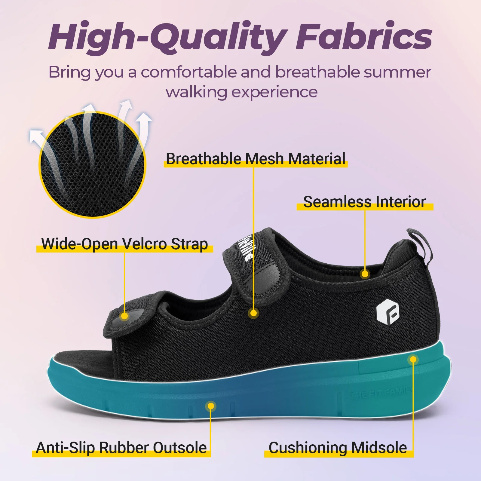FitVille Women's Sandal Wide Width EasyTop Recovery Adjustable and Breathable Diabetic Shoes  with Arch Support & Pain Relief