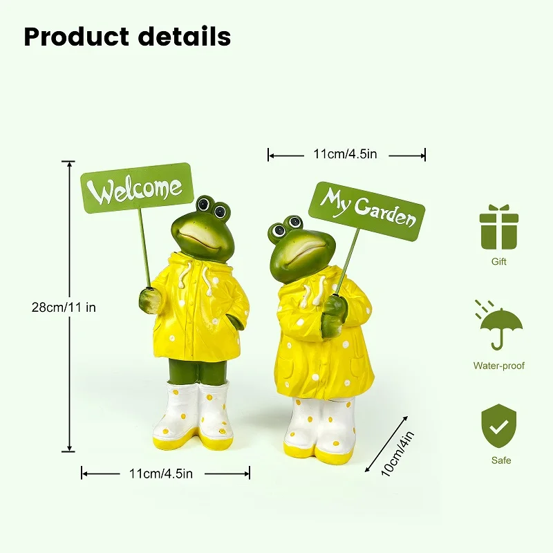 Kikker Tuin Standbeeld Yard Decor Welkom Kikker Op Een Rots Voor Outdoor Of Indoor Gebruik Patio Yard Art Standbeeld Gazon ornament, 9X5.5''  15