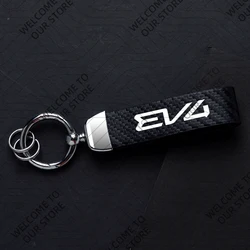 Sleek Carbon Fiber Leather Keychain with Zinc Alloy Ring (For EV4 Emblem)