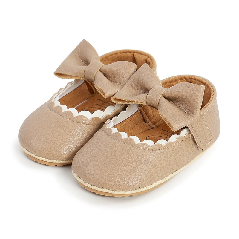 Baby Girls Flats Bowknot Princess Party Dress Crib Shoes Non-Slip Soft Rubber Sole Toddler First Walkers