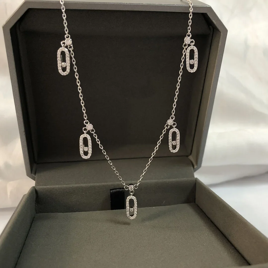 Pendant Necklace Silver Necklace Charms S925 sterling silver women's five diamond event jewelry Classic Luxury Wedding Gifts messik style