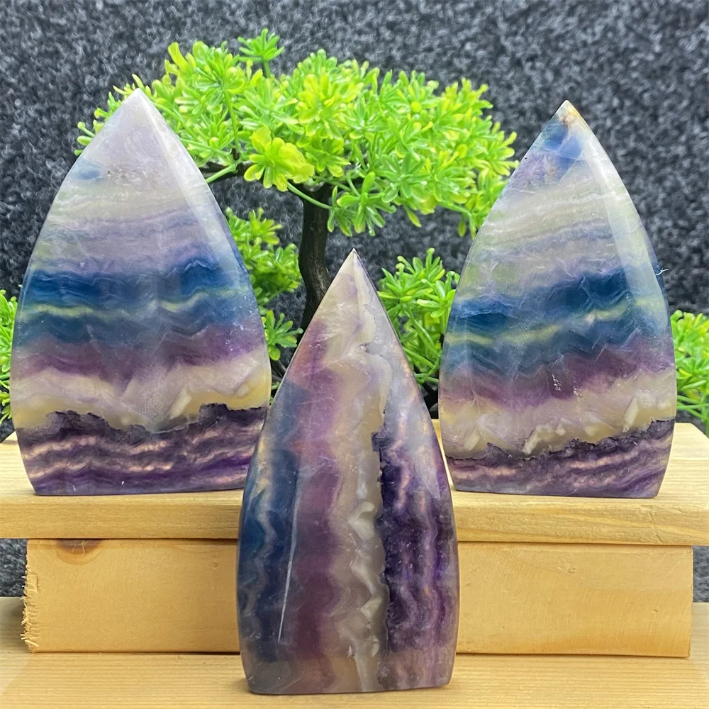 

Natural Color Fluorite Stripes Free Form Torch Reiki Healing Shape Meditation Home Decor Feng Shui Holiday Gift Witchcraft Sacri