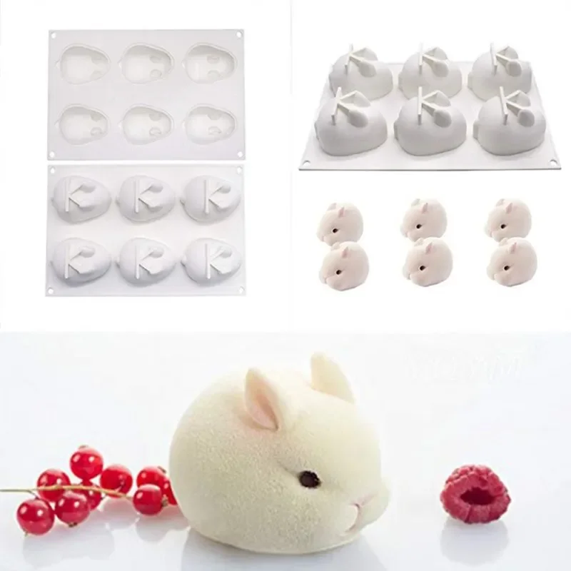 BORDSTRACT Stampo In Silicone per Conigli 3d, Stampi per Caramelle Al Cioccolato A Forma di Coniglietto Stampo per Torta In Mousse Stampo per Cubetti