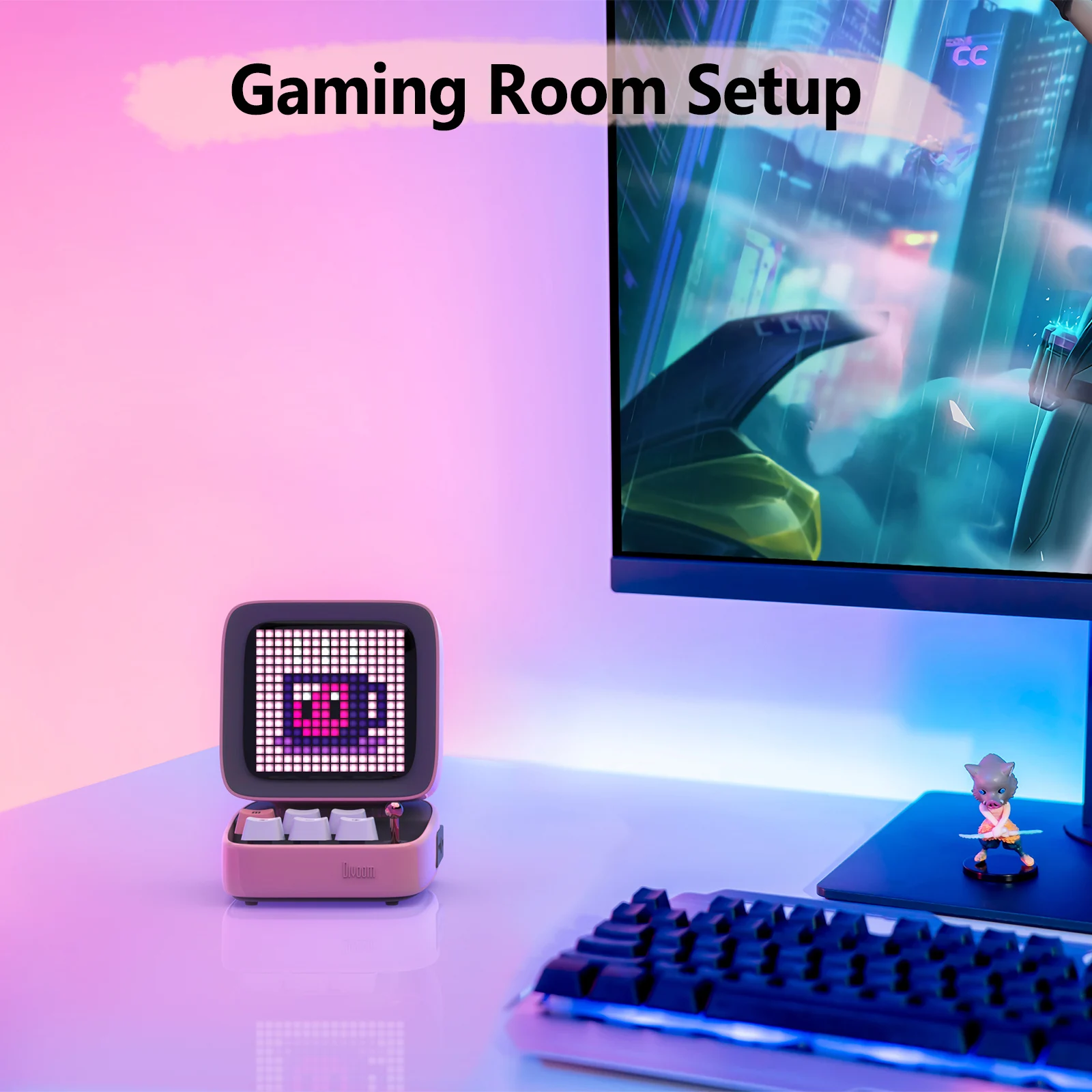 US $77.91 Divoom Ditoo-Plus Retro Pixel Art Bluetooth Portable Speaker Alarm Clock DIY LED Display Board, Cute Gift Home Light Decoration